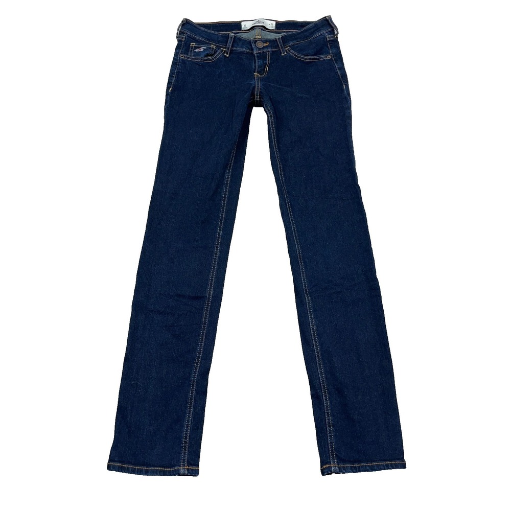 Hollister Skinny Jeans Women 1 Short Dark Wash Straight Leg 25x31 Denim Stretch